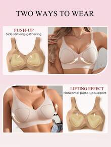 1对女士隐形双面硅胶粘性胸垫，可重复使用，上托提拉，防水加厚衬垫，适用于比基尼、泳衣和无肩带文胸 - 彩色 - 查看 9