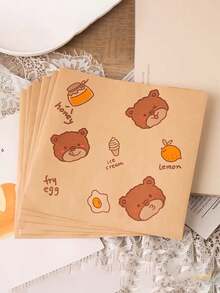 20pcs/Set Wax Paper Sandwich Burger Fries Fried Food Wrapping Paper Placemats, Wax Paper And Baking Paper For Wedding Party Gifts - Khaki - View 7