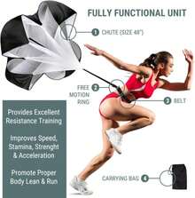 BULLETSHAKER Running Parachute Speed Training 54'' Inch Agility Training Equipment, Speed Chute Resistance Parachute For Speed And Acceleration Training - White - View 2