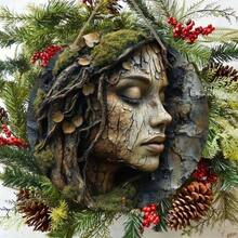 HELLOYOUNG Vintage Metal Tree Face Wall Art - 2D Flat Printed Retro Iron Wall Sign With 8 Inch Colorful Floral Design, Durable Indoor Outdo - TYA72005-20x20 - Xem 3