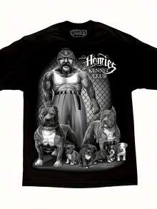 Camiseta de mujer y mujer del Gonzales Kennel Club Pit Bulls DGA Art Homies - 100% algodón suave Streetwear con estampado de Pit, cuello redondo casual, bajo con dobladillo - Unisex para uso en todas las estaciones, regalo ideal para amantes de los Pit - Negro 2 - Ver 1