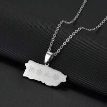 1Piece Puerto Rican Map And Mask Coconut Tree Pendant Neckalces For Woman Girls Stainless Steel Base PR Jewelry - Multicolor - View 8