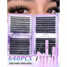 640PCS(30D+40D+50D+60D) DIY Eyelash Extension Kit - Includes False Lashes, Glue, Remover, Tweezers & Brush, Professional & Beginner Friendly, Easy Home Use,Eyelash Starter Kit For Beginners: All-In-One Set With Lashes, Adhesive, Remover & Tools To Apply Easily At Home Like A Pro,Professional Eyelash Extension Kit For Home Use - Multicolor - View 7