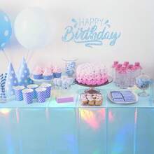 1pc Blue Laser Sapphire Blue Table Cover For Birthday Wedding Party Decoration - Multicolor - View 4