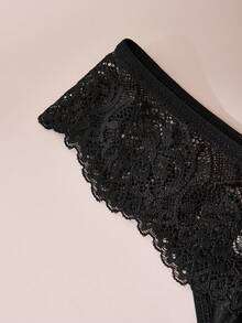 2条装蕾丝边蝴蝶结绑带性感低腰透气女士丁字裤 - 彩色 - 查看 5