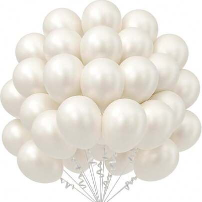 50pcs 10 Inch Balloons Birthday Decoration, Pearl White Balloon, Party Balloons, Valentine's Day, Balloon For Kids' Birthday Party, Wedding, Proposal, Graduation, Baby Shower Decorations