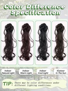 Synthetic Wigs Side-Claw Ponytail With Dragon Beard And Flower Bud Design, Natural And Fluffy Long Curly Hair Suitable For Women's Daily Wear And Gatherings - Multicolor - View 4