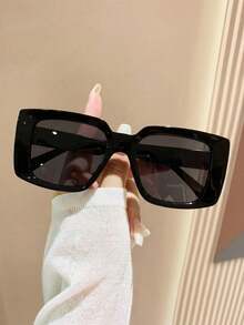 1 Pair Unisex Square Black Retro Versatile Street Style Fashionable Fashion Glasses For Party And Gathering - Black - View 3