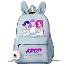 1pc K-Pop Anime Cartoon Print Student Fashion Casual Backpack, Cute Rabbit Ear Design, Lightweight - Multicolor - View 11
