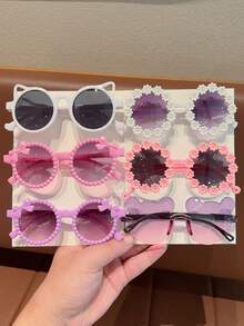 2/3/4Pcs Boy Girls Cute Newest Flower Kids Children Fashion Glasses Bear Ear Eyewear,Card Only Show,Don't Shipping - Multicolor - View 32