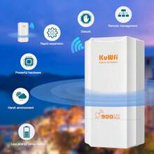 KuWFi 5.8G Puente Ethernet de red inalámbrica transmisión de largo alcance punto de acceso WiFi para exteriores kit CPE IP65 impermeable punto a punto WiFi puente para extender la señal de - como en la foto - Ver 6
