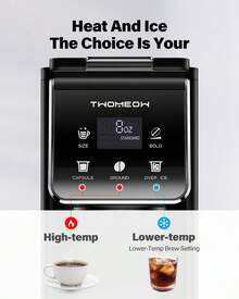 SHARDOR Coffee Maker Hot & Iced With Bold Setting,Single Serve Coffee Maker, 52 Oz Removable Water Tank,6-14 Oz Brew Sizes,One Cup Coffee Machine With Reusable Filter, Black. - US A Type Plug(110-127V) - View 4