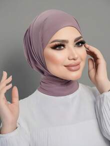 1顶时尚休闲优雅速戴头巾帽，经典简约风格，柔软透气的莫代尔面料，适合日常生活、节日、祈祷等场合。 - 多色 - 查看 6