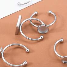 10个不锈钢开口戒指底座，扁平空白底座，适用于DIY珠宝制作、宝石镶嵌 - 不銹鋼戒指托 - 查看 10