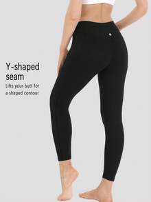 Women's V-Shaped Cross High Waisted Pocket Yoga Pants, Women's Sports Leggings, Soft And High Elasticity Pocket Leggings, Suitable For All Season Sports Leggings, Gym Work Pants, Hip Lifting Sports Leggings, Weight Loss Running, Cycling, Yoga - màu đen - Xem 2