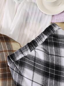 Bộ 2 chân váy ngắn chữ A kẻ caro cho bé gái, kiểu dáng thường ngày, thích hợp cho kỳ nghỉ xuân, hè và thu. - Nhiều màu - Xem 6