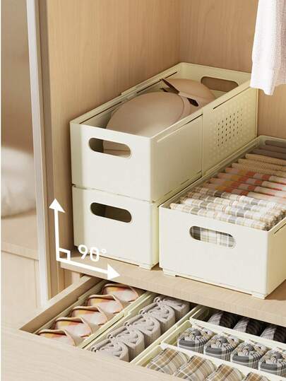 Expandable & Stackable Divided Storage Boxes - Plastic Breathable Drawer-Style Space-Saving Containers, Suitable For Home Cabinets, Countertops, Pantries, Closets, Laundry Rooms, Great For Household Snacks & Miscellaneous Organization