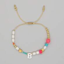1pc Women's Fashion Pearl Letter A-Z Bracelet, Minimalist Luxury Style Accessory - Multicolor - View 19