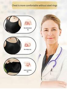 3-Pack Women's Built-In Bra Cami Tops - Seamless Longline, Soft Stretchy Fabric - Perfect For Layering & Daily Wear, Strapless Multi-Functional, Smooth All-Season, Simple Breathable Wardrobe Essential - Bộ 3 món: Đen + Trắng + Xám - Xem 6