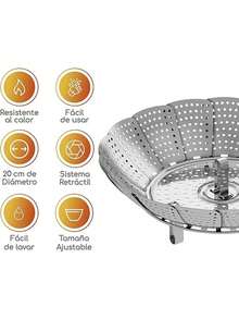 Rejilla Para Verduras Al Vapor Plegable De Acero Inoxidable Acero Inoxidable - M - Ver 4