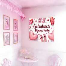 1pc Pink Hearts And Slippers Galentines Pajama Party Tapestry - Vibrant Polyester Decor With "Galentine'S Day" Text, Ideal For Birthday Celebrations, Bachelorette Fun, Bedroom & Outdoor Photo Backgrounds, Festive Event Accessory | Vibrant Party Banner | Durable Polyester, Party Decorations - Kiểu 1 - Xem 14