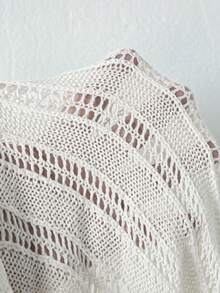 2026 Primavera/Verano Nueva Brisa Cómoda Elástica Cubierta de Punto con Cuello en V Hueco, Versátil y Elegante - Beis - Ver 5