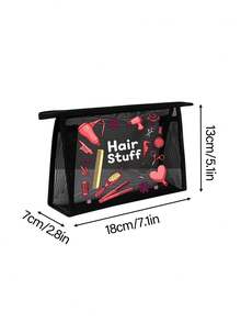 网眼化妆包，饰有发饰图案，多功能化妆包，可收纳发夹、发带、红色气垫，便携式收纳包，化妆包，护肤品收纳包，旅行必备，宿舍用品，浴室收纳，珠宝收纳，唇彩和化妆品收纳包，学习用品包，化妆包，节日必备，化妆品收纳，新娘礼物，母亲节礼物，生日礼物，送给朋友和老师的礼物，洗漱包，护肤包，洗漱包，旅行洗漱包，女士度假必备，女士旅行包，大容量包 - 彩色 - 查看 10