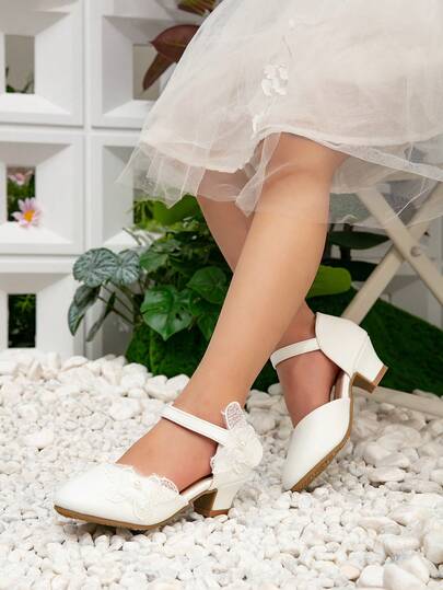 Spring/Summer New Girls' Dress Shoes High Heels, Kids Hollow Out Thick Heel Sandals, Children Bowknot Princess Shoes