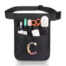 Fashion Black Tool Waist Bag, Multifunctional Caregiver Bag, Casual Caregiver Waist Bag, Suitable For Caregiver Tool Belt Bag, Multi-Pocket Travel Storage Organizer Bag - Featuring Printed Design - C - 查看 2