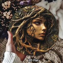 HELLOYOUNG Vintage Metal Tree Face Wall Art - 2D Flat Printed Retro Iron Wall Sign With 8 Inch Colorful Floral Design, Durable Indoor Outdo - TYA34846-20x20cm - Xem 3