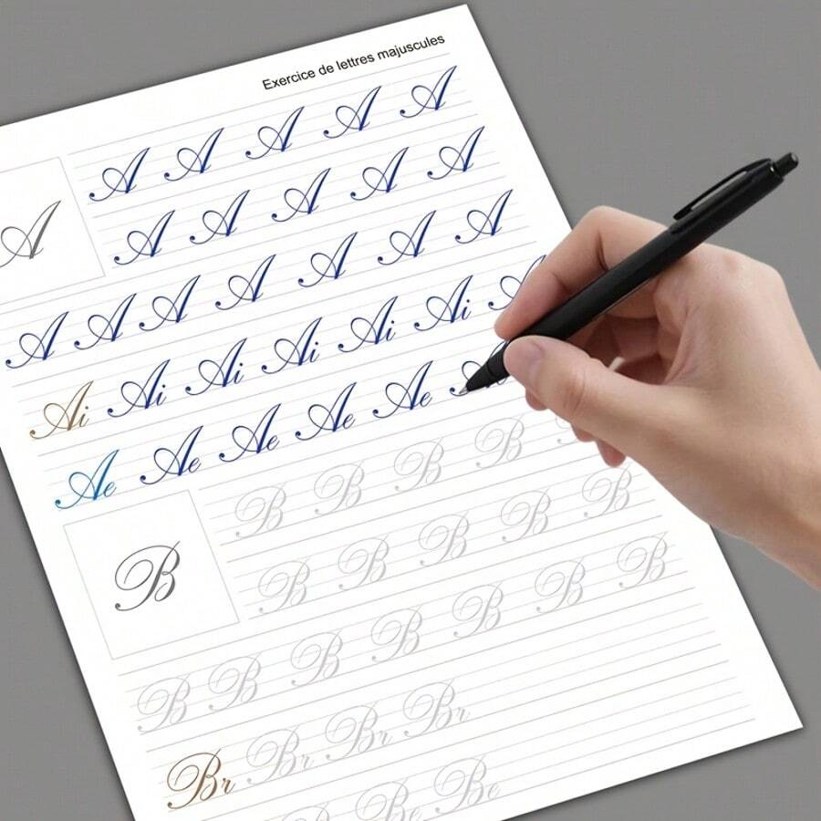 French Cursive Workbook For Beginners: 2026 Calligraphy Practice Book For Adults & Teens - Learn Beautiful Penmanship With 32 Pages Of Tracing Exercises (Letters, Words, Sentences) - A - View 1