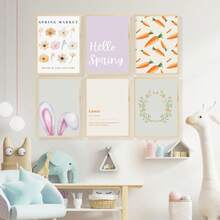 1pc Canvas Wall Art - Easter Gallery Wall Art, Vibrant Spring Art Prints, Easter Danish Pastel Home Decor, Spring Wall Art, Baby Room Decor – Framed Nursery Wall Art Perfect For Playroom Decor Nursery Decor, Childcare Room Decor, Kindergarten Decor, Boy's Room Decor Girl's Bedroom Decor Kids' Room Decor Easter Wall Decor, Nursery Spring Decor, Easter Children's Room Posters, Spring Decor Posters - Multicolor - View 5