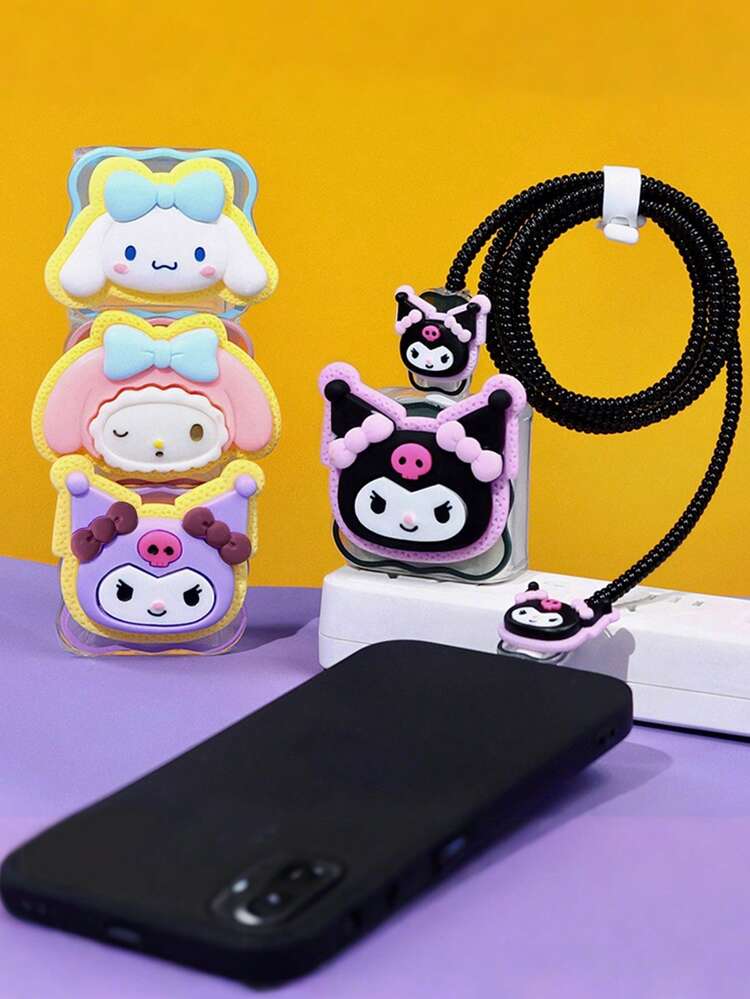 SANRIO Funda protectora suave con diseño de onda a prueba de golpes y resistente a la suciedad, compatible con cables y adaptadores de carga rápida de 20W, compatible con teléfonos Apple, como regalo de cumpleaños para mujeres - Multicolor - Añade 1