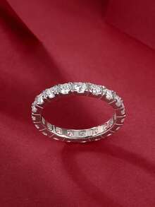925er Sterling Silber Moissanit Ring für Frauen, hypoallergen hochwertiger Verlobungs-/Ehering, Valentinstag-/Geburtstagsgeschenk, oxidationsbeständige Geschenkbox Verpackung - Silber - Übersicht 6