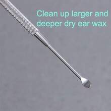 2 Pack - Stainl Steel Ear Spoon Portable Double-Ended Ear Pick Ear Wax Removal Tools Cleaning Ear Cleaner Spoon Spiral Ear Clean Tool - như hình - Xem 4