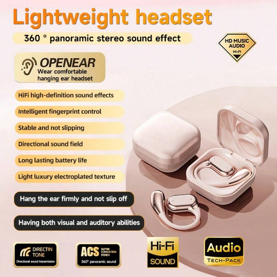 新款真無線夾耳式運動耳機 藍牙 6.0 音樂舒適入耳式 TWS HiFi Dolby 低音 9D 立體聲 HD 通話耳機 相容 Android 手機 遊戲耳機 智慧耳機 情人節禮物