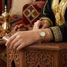 女士优雅金色石英腕表，独特六边形表盘，精致链式表带，模拟指针腕表，适合日常佩戴和派对场合。 - 金色 - 查看 1