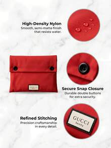 Gucci Women's Red Cosmetic Bag, Large Capacity Portable Handbag, Convenient Storage, Vintage Elegant, Suitable For Outdoor Carry - Red - View 8
