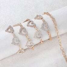"Cinto Corrente Escultural Dourado Feminino – Design de Corações com Cristais em Liga Metálica" - -1 - Visão 7
