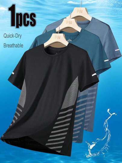 Unisex Lightweight Quick-Dry Short Sleeve Outdoor Fitness Running Top, Summer