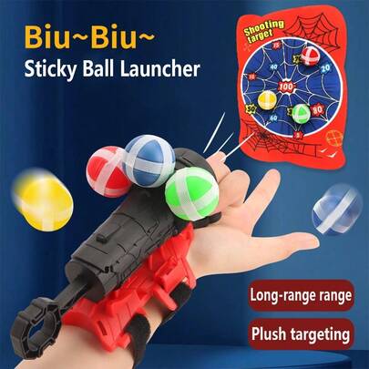 1 Set Spider Web Shooter Toy For Boys, Includes Sticky Balls And Targets, Great For Role Play And Holiday Gifts