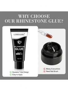 LIMEGIRL 美甲水钻胶：超强力凝胶美甲胶，适用于美甲饰品、宝石装饰、3D凝胶美甲闪亮宝石钻石，适用于美甲沙龙和DIY美甲，30毫升，需UV灯固化，美容礼品 - 2pcs - 查看 4