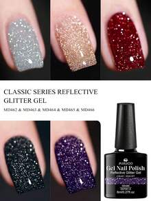 MSRUIOO 8毫升红色反光闪粉指甲油 - 超亮系列，半永久可卸甲油胶，适合美甲 - 彩色 - 查看 1