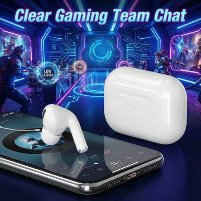 无线耳机，具备深度主动降噪功能，兼容安卓和iOS系统，高保真音质，强劲低音，低延迟，真无线蓝牙耳塞，办公降噪耳机