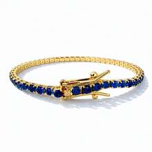 Riviera Luxury Bracelet With Colored Cubic Zirconia | Gold/Silver Plated | Copper Base | Secure Clasp - Women's - 藍色的 - 查看 4