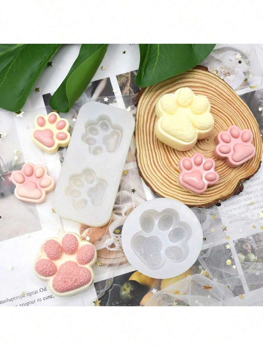 Cute Cat Paw DIY Handmade Plaster Aromatherapy Multifunctional Silicone Mold - White - View 1