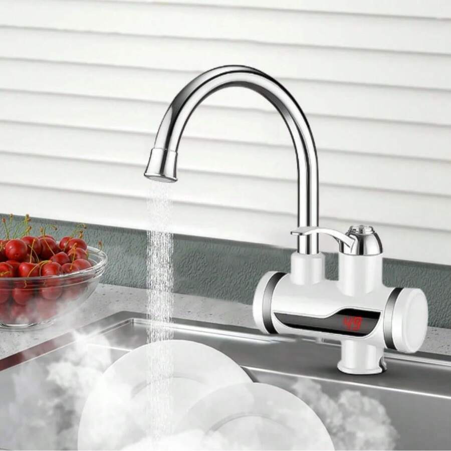Calentador instantáneo de agua del grifo/calentador de agua para cocina, baño, oficina, restaurantes, laboratorios, clínicas, salones de belleza, calentadores eléctricos de agua con cabezal LED, cuerpo y trasero, toallitas - A - Ver 1