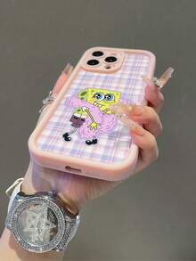1pc Cartoon Spongebob Checkered Pattern Shockproof Phone Case Cover, Compatible With Samsung/Compatible With Iphone 17/16/15/14/13/12/11 Pro Max/12 Pro/14 Plus And Other Models - Multicolor - View 7