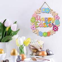 1pc Artificial Rabbit & Easter Eggs Spring Easter Wreath Decor - Suitable For Home, Wall Or Door Decoration - Rabbit, Easter Eggs And Floral Decor For Indoor And Outdoor Easter Party - Multicolor - View 3