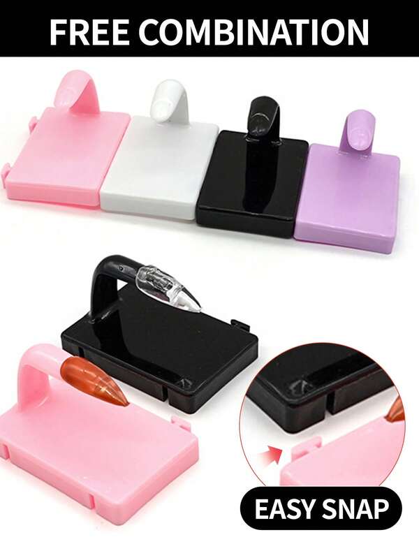 5Pcs Plastic Fake Nail Tip Practice Display Holder, Nail Art Training Stand Rack Nails Display Practice Art Painting Fake Nail Holder With Base For False Nail Designs Home DIY Beginner Salon Supplies